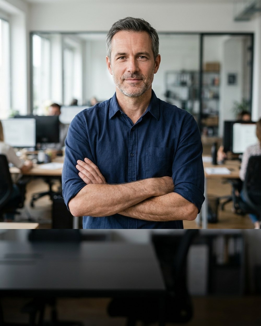 Agency owner in an office