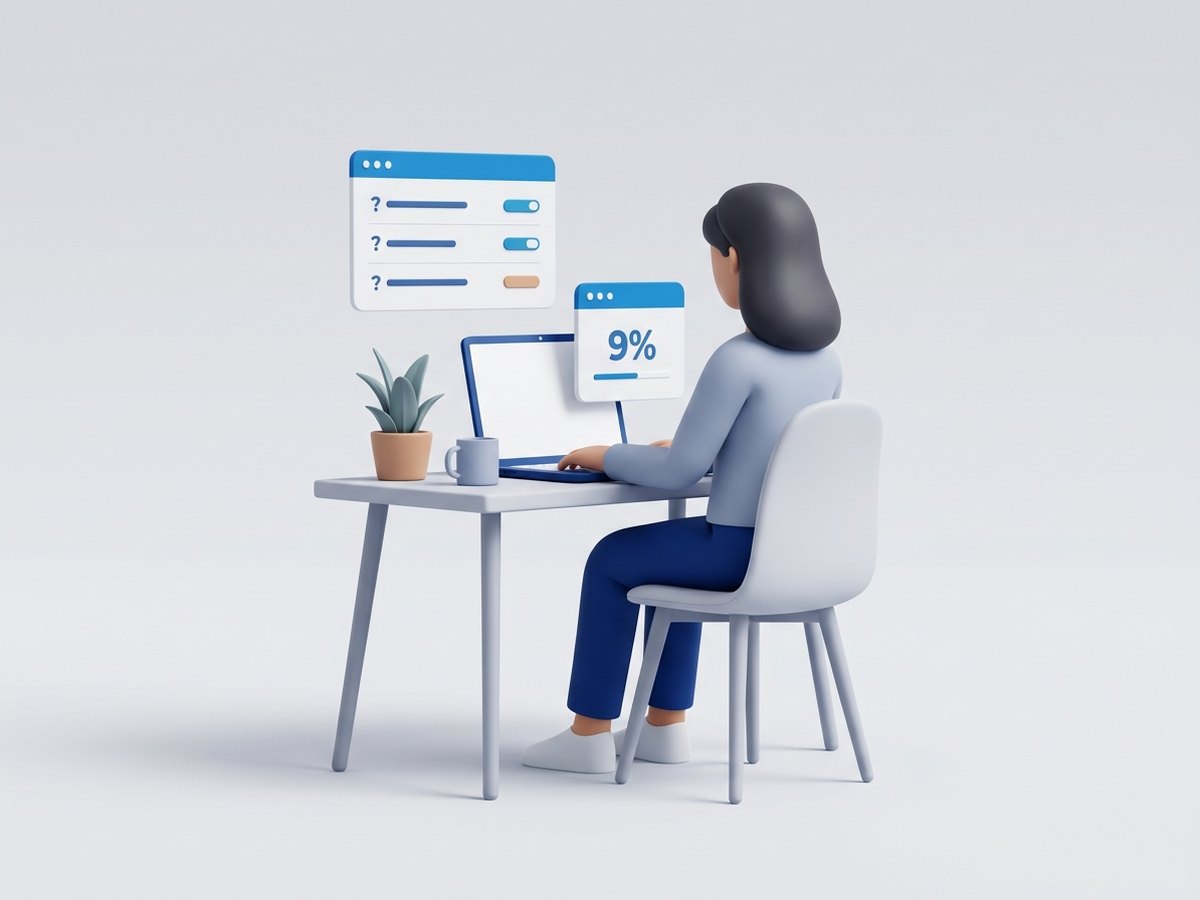 Freelance marketer at a laptop with an AI answer on screen